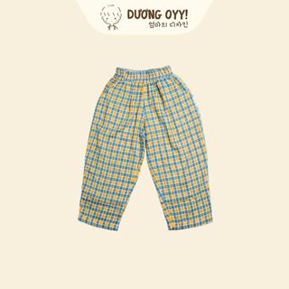 Quần dài trẻ em kẻ caro nhỏ ống rộng size 12-38kg quần bé trai bé gái style Hàn Quốc  | Dương Oyy 010425222