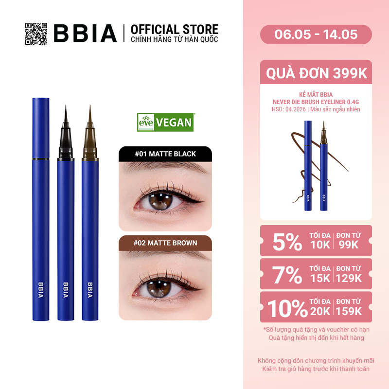 Ảnh Kẻ Mắt Bbia Never Die Brush Eyeliner (2 màu) 0.4g Bbia Official Store 1