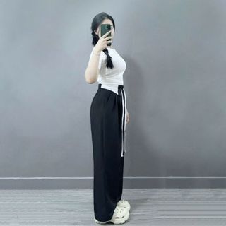 Quần ống suông NHỎ CLOTHING bigsize nữ phối lưng kiểu phong cách đơn giãn thanh lịch trẻ trung năng động  dễ mặc QPHOI