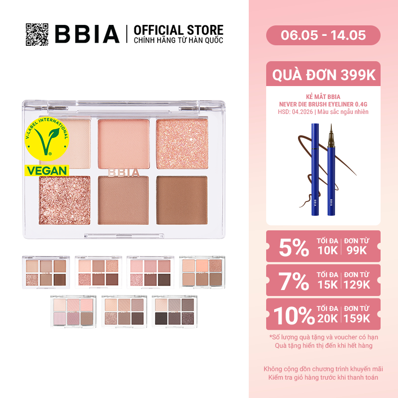 Ảnh Bảng phấn mắt 6 ô Bbia Ready To Wear Eye Palette 5g( 8 màu) - Bbia Official Store 1