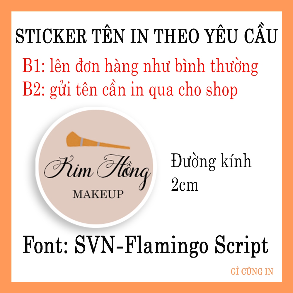 150 STICKER TRÒN IN TÊN – TÙY CHỌN 1CM / 2CM / 3CM - Font: SVN-Flamingo ...