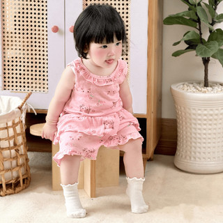 HONEY (1-8Y) Bộ quần áo sát nách bèo chất vải borib thoáng mát, co giãn tốt dành cho bé gái từ 10kg - 25kg