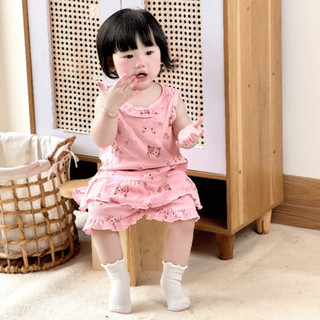 HONEY (1-8Y) Bộ quần áo sát nách bèo chất vải borib thoáng mát, co giãn tốt dành cho bé gái từ 10kg - 25kg