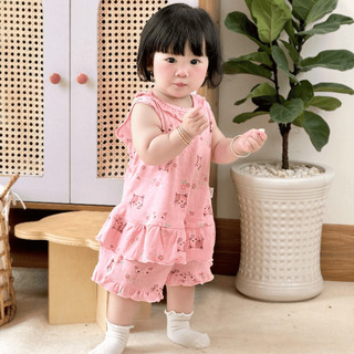 HONEY (1-8Y) Bộ quần áo sát nách bèo chất vải borib thoáng mát, co giãn tốt dành cho bé gái từ 10kg - 25kg