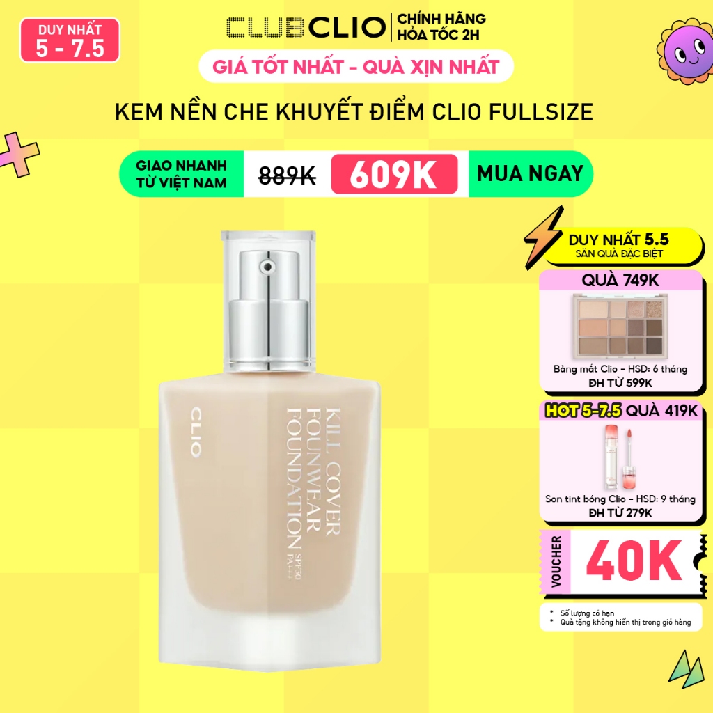Fond De Teint CLIO Kill Cover Founwear 38g - Beauté Coréenne (K-Beauty) - Neuf