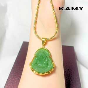 Combo Dây + Mặt dây chuyền hình phật di lạc cười đá xanh may mắn - Trang sức KAMY