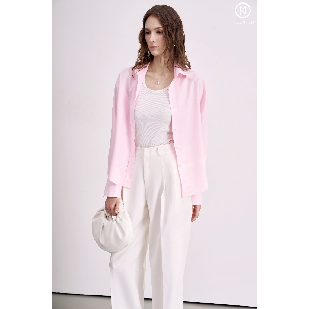 Ảnh Áo sơ mi oversize MOLLYNISTA ít nhăn thoáng mát 4