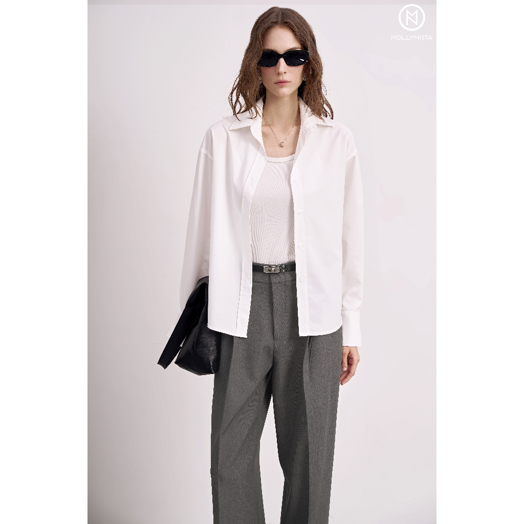 Ảnh Áo sơ mi oversize MOLLYNISTA ít nhăn thoáng mát 3