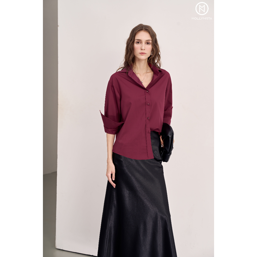 Ảnh Áo sơ mi oversize MOLLYNISTA ít nhăn thoáng mát 1