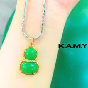 Mặt dây chuyền hình hồ lô đá xanh phối vàng – Trang sức nữ sang trọng KAMY
