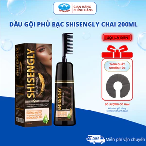 Dầu Gội Phủ Bạc SHISENGLY, Dầu Gội Nhuộm Đen Tự Nhiên Từ Thảo Dược, Giảm Rụng Tóc, Giúp Tóc Chắc Khỏe, Chai 200ml