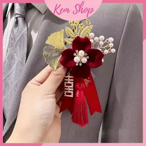 Hoa cài áo đám cưới, hoa gài áo cô dâu chú rể phong cách truyền thống - Kem Shop K102