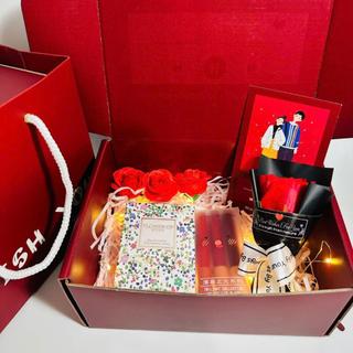 (Wish thiệp đỏ) Combo hộp túi quà kèm set 3 thỏi son và nước hoa phụ kiện xinh xắn