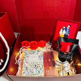 (Wish thiệp đỏ) Combo hộp túi quà kèm set 3 thỏi son và nước hoa phụ kiện xinh xắn