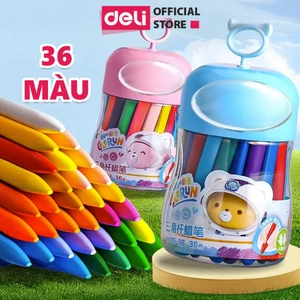 Bút sáp màu hữu cơ gấu con Deli - An toàn cho bé, không vấy bẩn tay - 12/24/36/48 màu - Tô màu, vẽ tranh học sinh trẻ em