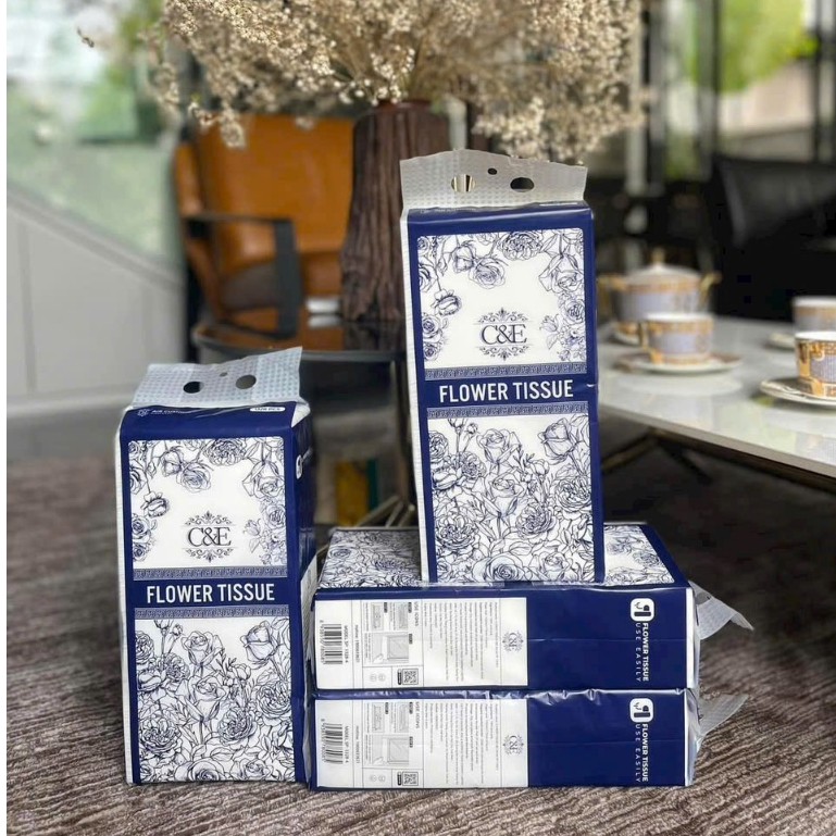 Thùng 4 bịch giấy rút treo tường C&E nội địa trung mỗi túi 1328 tờ siêu dai tặng kèm móc treo