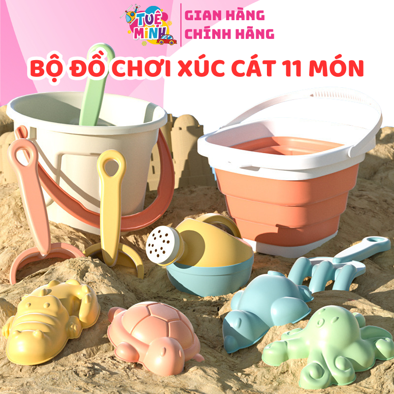 Đồ chơi xúc cát nhiều chi tiết kèm xô, đồ chơi đi biển cho bé trai, bé gái