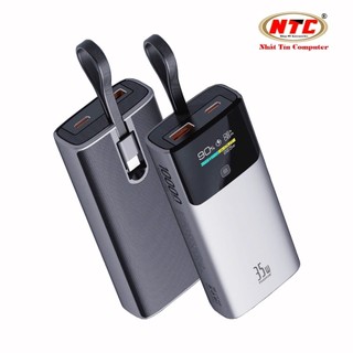 Pin sạc dự phòng mini PHANTOM P55 10000mAh lõi pin 21700, Cáp TypeC và Cổng TypeC In/Out PD 35W, USB-A QC 22.5W (Xám)