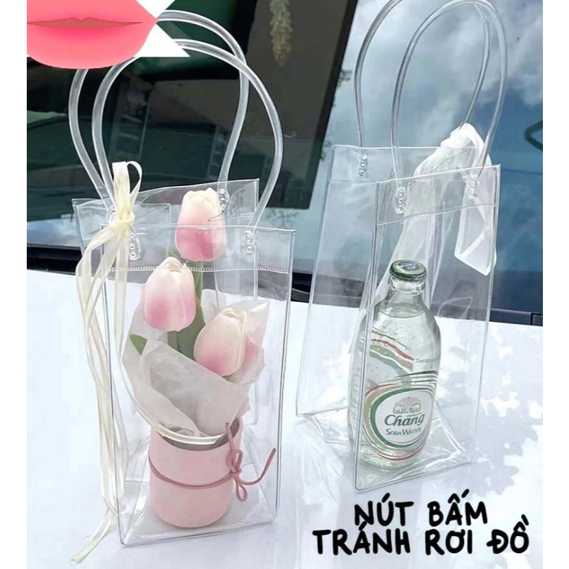 Túi trong suốt đựng bình, cốc, ly giữ nhiệt có tay cầm tiện lợi T26