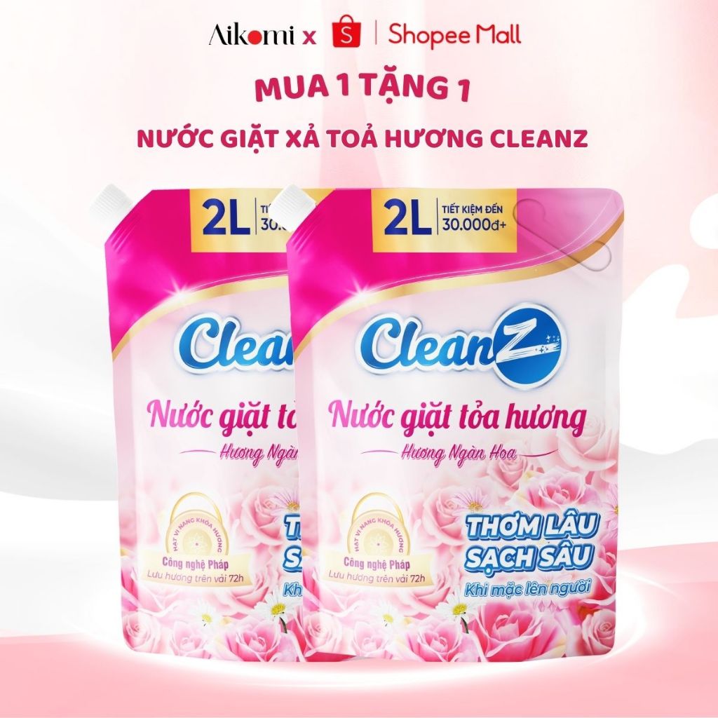 Ảnh Nước giặt xả tỏa hương CleanZ đánh bay vết bẩn, hương thơm mềm mại 2L (Túi) 1