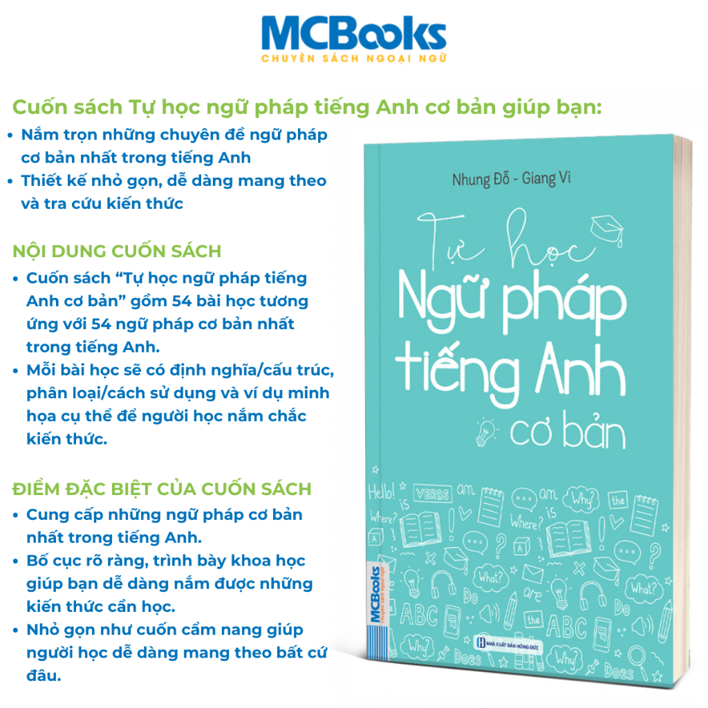 Ảnh Combo Sách - Tự Học Ngữ Pháp tiếng Anh cơ bản + 2000 Từ Vựng - MCBooks - Khổ nhỏ cầm tay 2