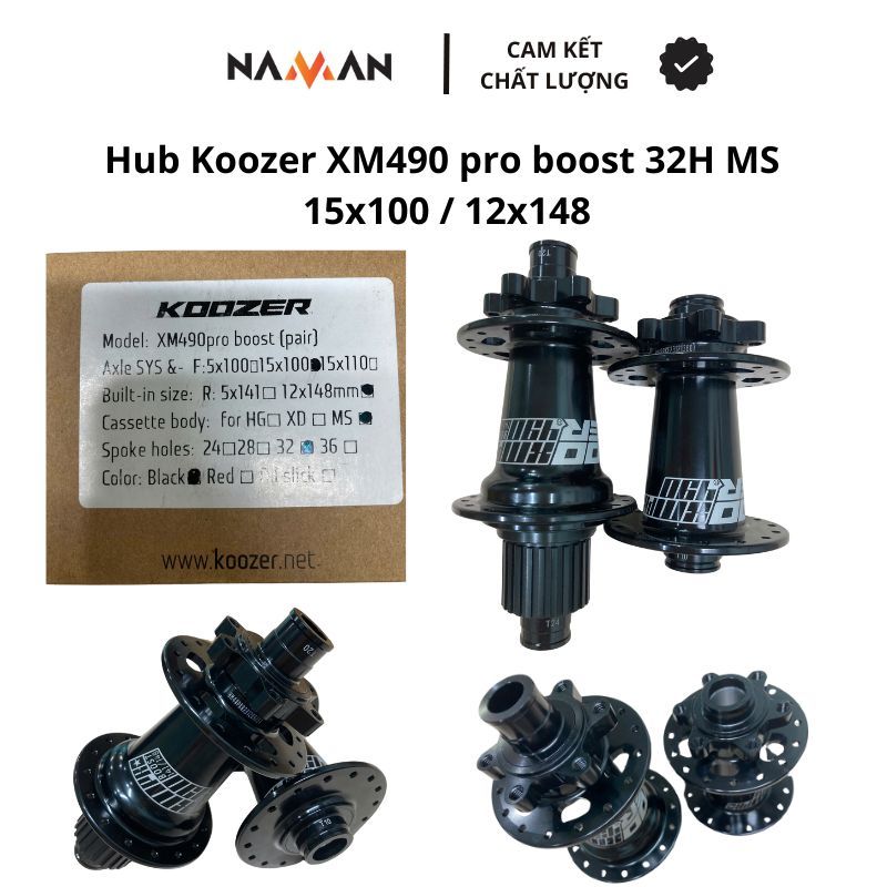 Bộ Hub, bộ đùm, moay ơ Koozer XM490 pro boost 32 lỗ cối MS, HG màu đen ...