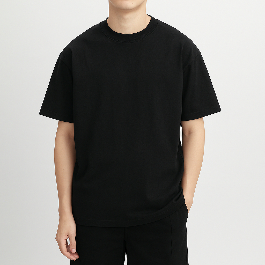 Áo thun đen rơn Basic High Up mềm mịn co dãn thấm hút mồ hôi 40-100kg form suông Unisex Basetee