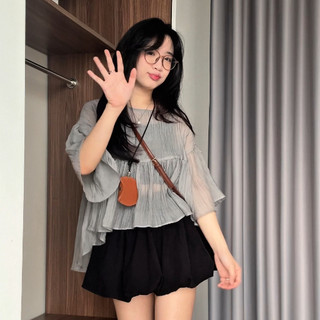 SET Áo tơ Babydoll Tay xoè kèm áo thun 2 dây Basic HaChangStore - S92