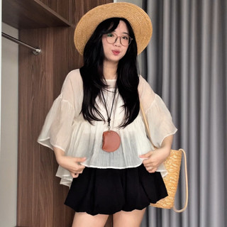 SET Áo tơ Babydoll Tay xoè kèm áo thun 2 dây Basic HaChangStore - S92