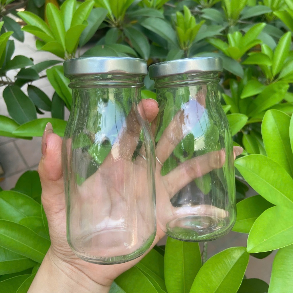 Chai thủy tinh nắp thiếc 200ml 300ml đựng nước hoa quả sữa hạt