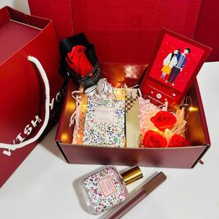 (Wish thiệp đỏ) Combo quà tặng valentine, quà tặng sinh nhật bạn gái gồm phụ kiện và son nước hoa