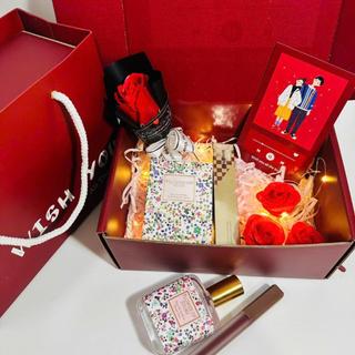 (Wish thiệp đỏ) Combo quà tặng valentine, quà tặng sinh nhật bạn gái gồm phụ kiện và son nước hoa