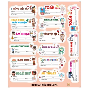 BỘ 5 Xấp Nhãn Tên Lớp Có Keo / Nhãn Tập Học Sinh / Nhãn Vở Có Keo / Nhãn Vở Môn Học Dán Thiết Kế Theo Từng Môn Học