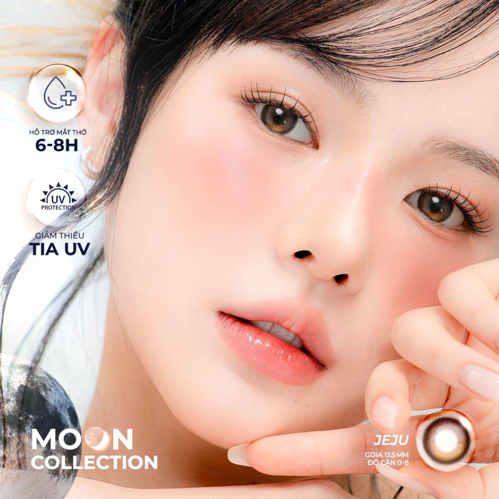 Ảnh Lens nâu có độ cận Angel Eyes JEJU hiệu ứng loang màu mắt ướt, kính áp tròng màu nâu trăng khuyết filter đang thịnh hành 1