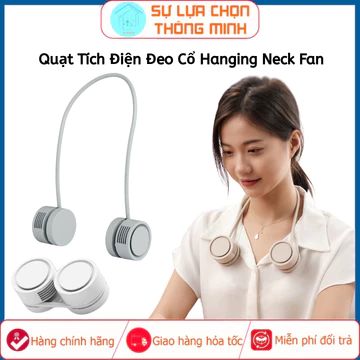 Quạt Đeo Cổ Mini Hanging Neck Fan DQ209, Quạt Đeo Cổ Xông Tinh Dầu Dễ Chịu Dây Đeo Thay Đổi 360°, 3 Cấp Độ Gió Siêu Mát
