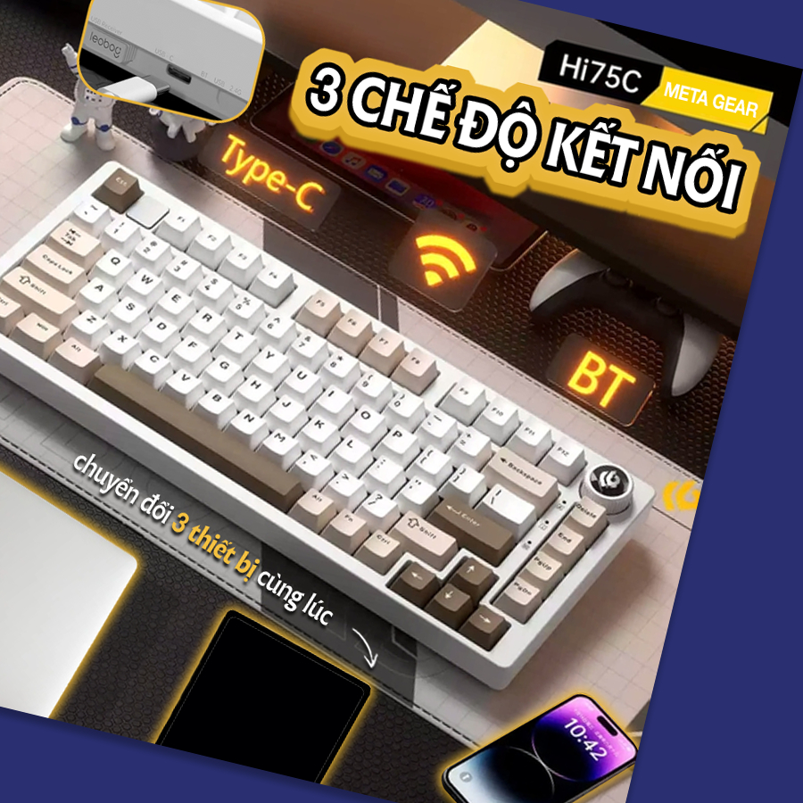 [CHÍNH HÃNG] Bàn phím cơ Bluetooth Leobog Hi75C Pro & Hi98C Pro  - Led RGB, Hotswap, 3 mode kết nối