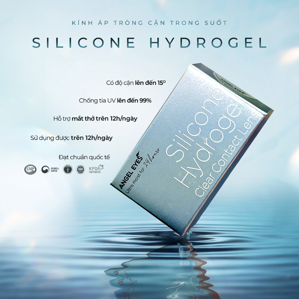 Ảnh Lens trong suốt có độ cận dòng cao cấp chất liệu Silicone Hydrogel - hiệu Angel Eyes độ cận 1 - 15 độ 3
