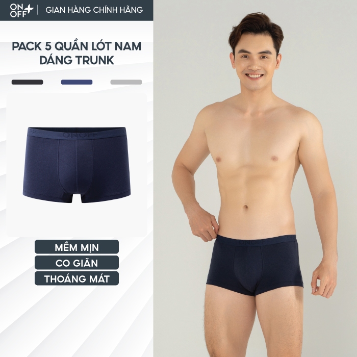 Ảnh Pack tiện lợi 5 quần lót nam cotton Mỹ ONOFF dáng trunk êm nhẹ, kháng khuẩn - 18UO24A324 1