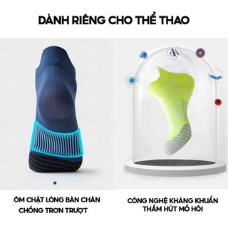 Tất vớ nam nữ chạy bộ thể thao thấp cổ nén cơ nhảy dây, leo núi thấm hút mồ hôi kháng khuẩn tăng hiệu suất vận động