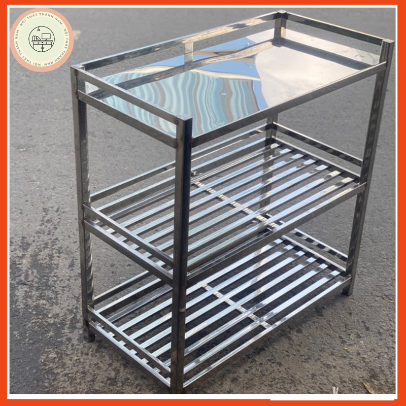 kẹ inox ba tầng thẻ để chén bát đồ dùng nhà bếp kt 40x60x80
