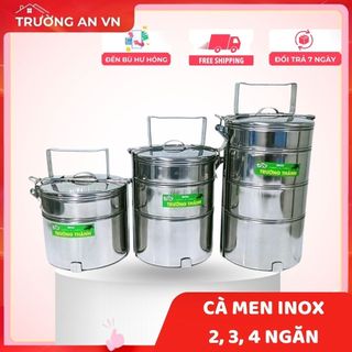 Cà men, cặp lồng inox 2,3,4 ngăn đường kính 12cm hộp đựng cơm inox gọn tiện lợi - Trường An VN