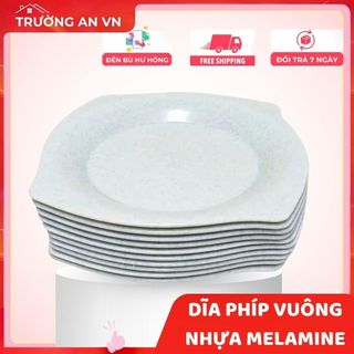 Đĩa Phíp Vuông Màu Xám Nhựa Phíp Melamine, Đĩa Nhựa Quán Ăn Nhà Hàng - Trường An VN