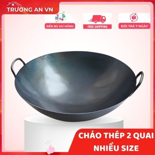Chảo thép đen hai quai nhiều kích thước (Chuyên dùng nhà hàng) - Trường An VN