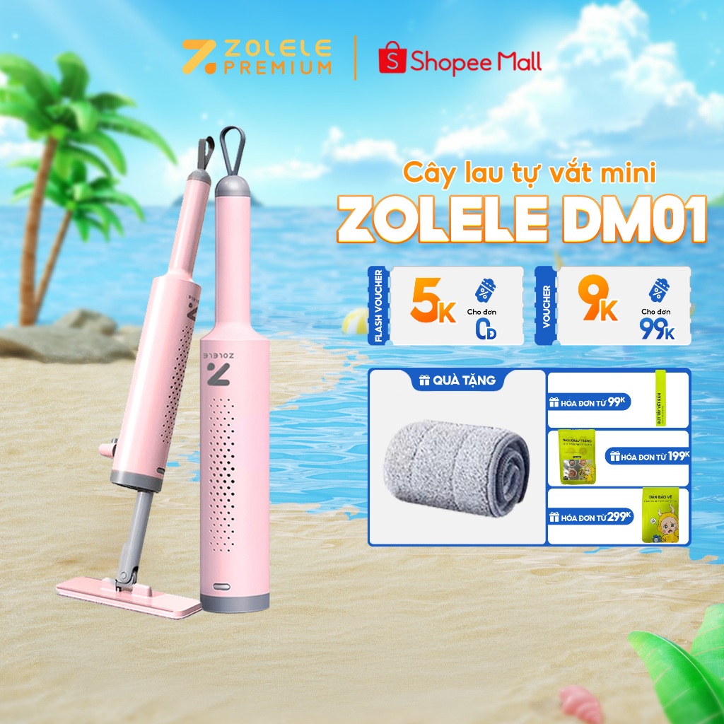 Ảnh Cây lau mini tự vắt ZOLELE DM01 lau kính, lau bàn nhỏ gọn cầm tay tháo rời tiện lợi ( Màu Hồng ) 1