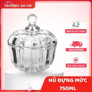 Thố Thủy Tinh Đựng Mứt Bánh Kẹo Đẹp Cỡ Trung Deli TG2030-1 Dung Tích 750ml - Trường An VN