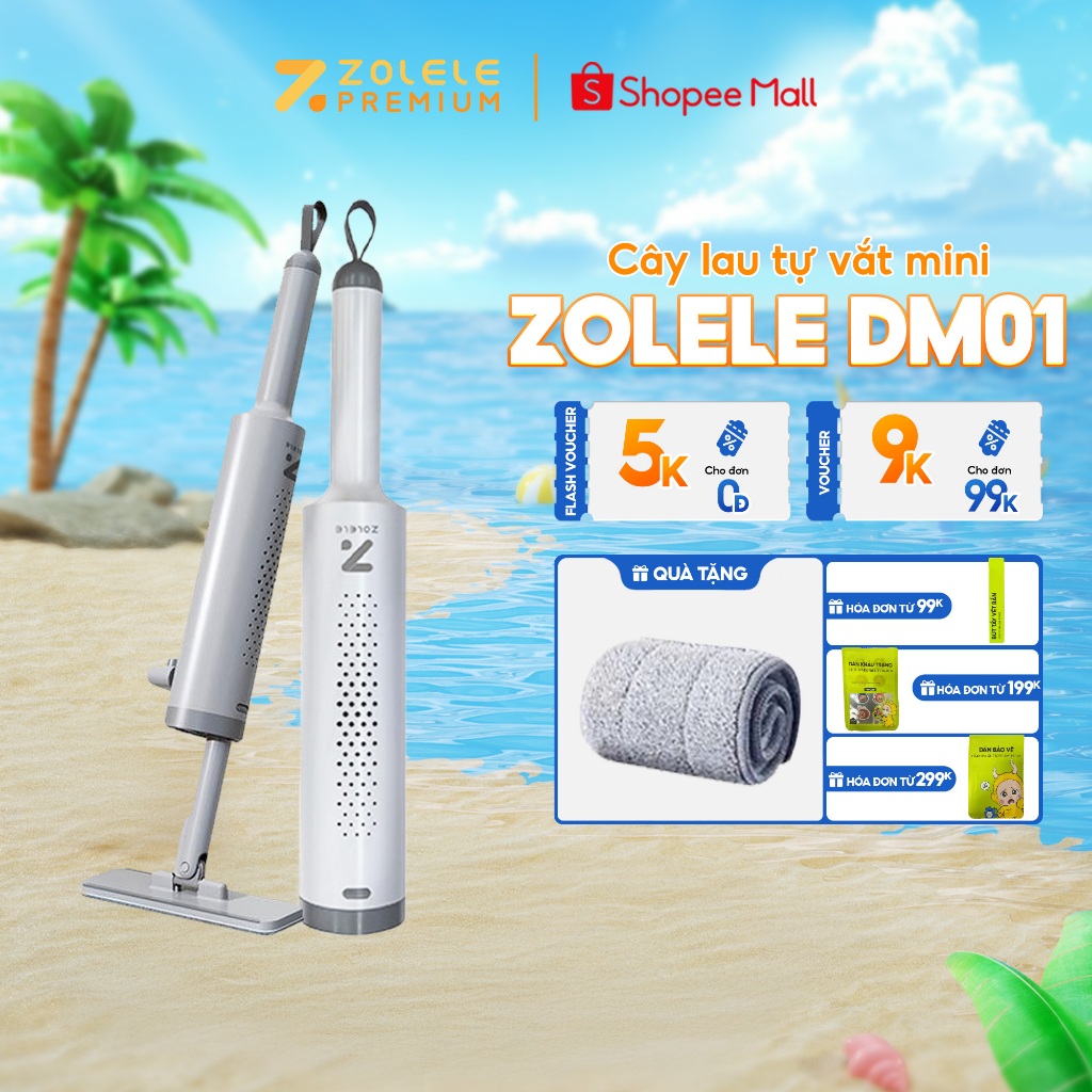Ảnh Cây lau mini tự vắt ZOLELE lau kính, lau bàn nhỏ gọn cầm tay tháo rời tiện lợi DM01 ( Màu Xám ) 1