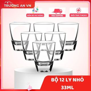 Bộ 12 Ly Cốc Thủy Tinh Uống Rượu Dáng Bầu 33ML - Cẩm Đạt - Trường An VN