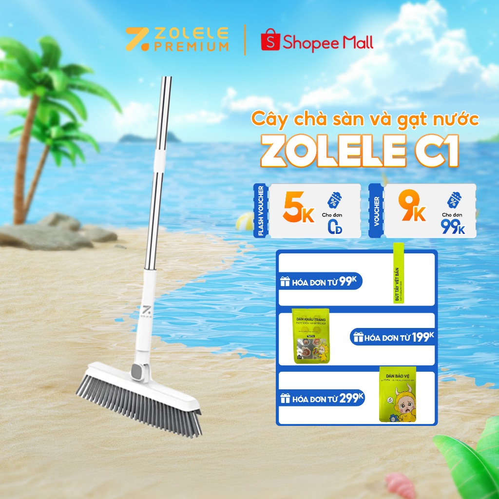 Ảnh Chổi chà sàn và gạt nước ZOLELE C1 2 trong 1 cây chà sàn nhà tắm gạt nước - Chính Hãng 1