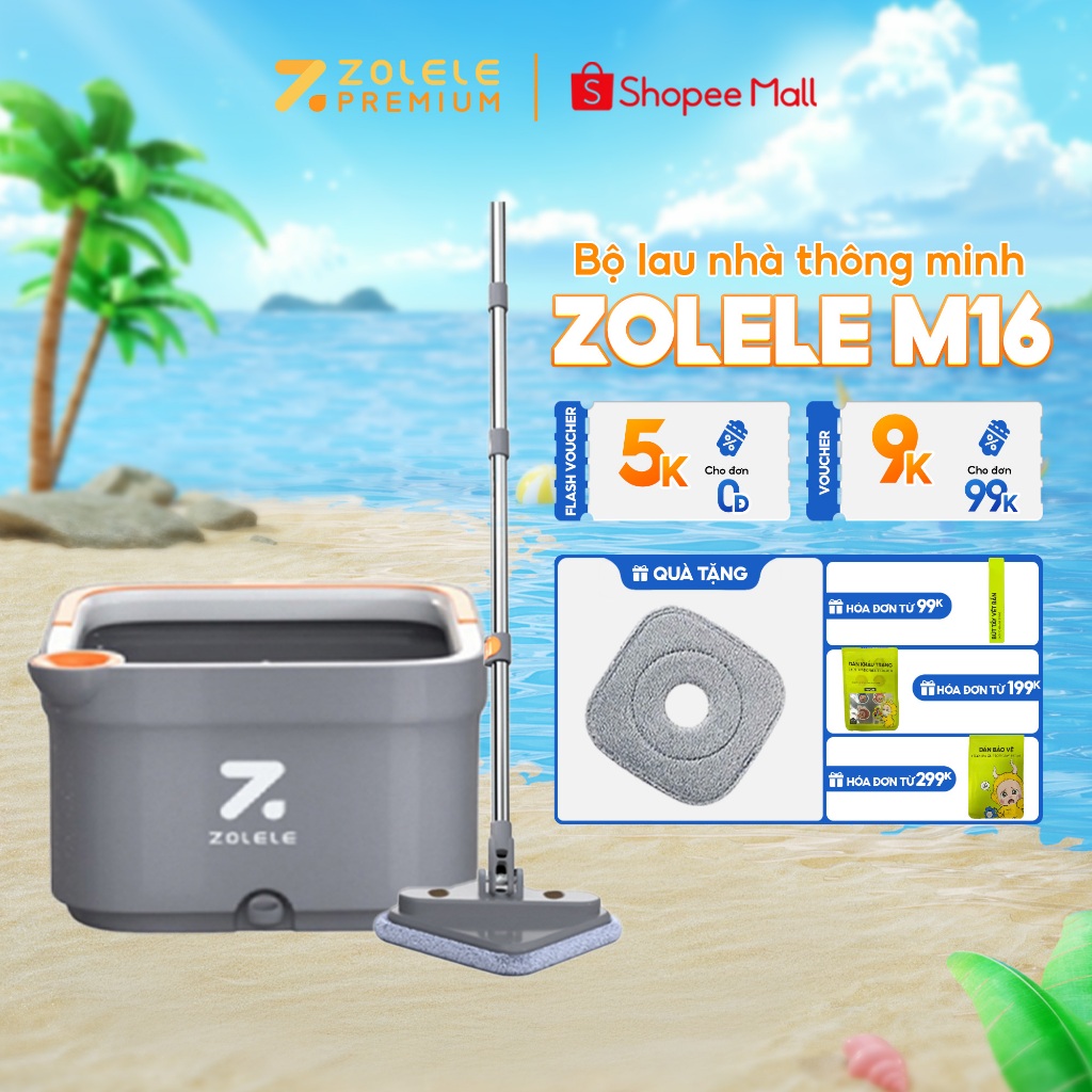 Ảnh Bộ cây lau nhà 360 độ ZOLELE tự tách nước bẩn ngăn nước sạch và nước bẩn thông minh M16 - Chính hãng 1