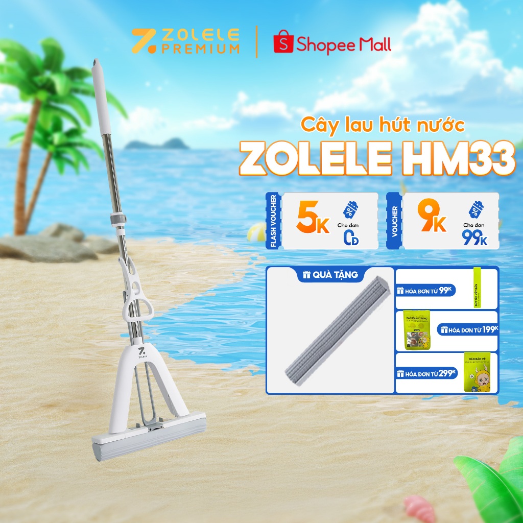 Ảnh Cây lau nhà ZOLELE cán nhôm cầm nhẹ, tiết kiệm diện tích bảo quản Pva HM33 - Chính hãng 1